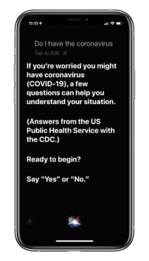 Asking Siri "Do I have the Corona virus?"